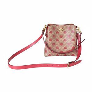 Coach Kitt Crossbody Bag Heart Print Signature Canvas